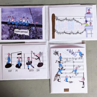 Card: Birthday workmen making music series