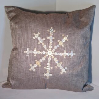 Euro cushion: Grey and Ivory button snowflake pillow 26" PAIR