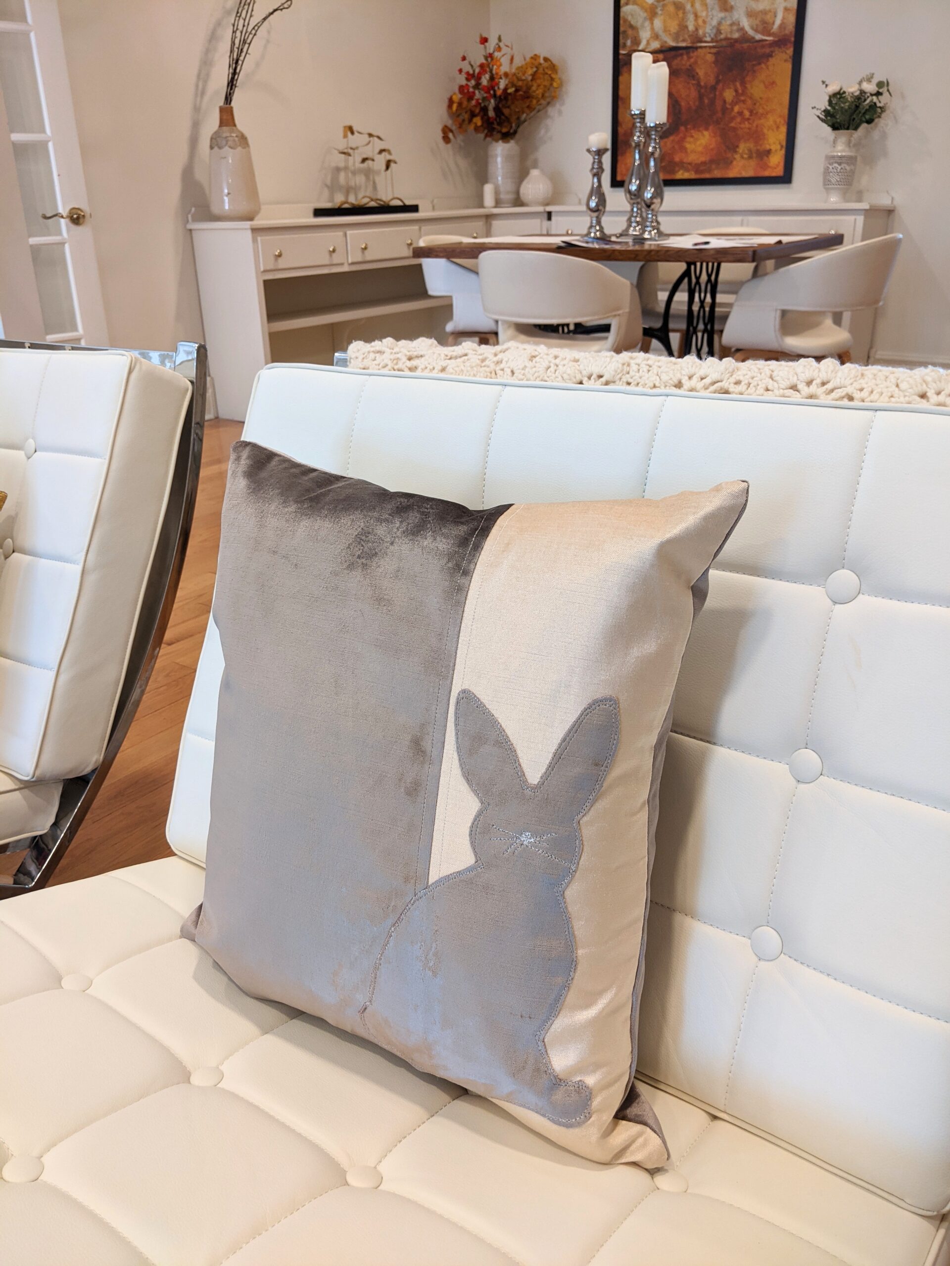 Cushion: Velvet bunny two tone cushion cover - Image 9