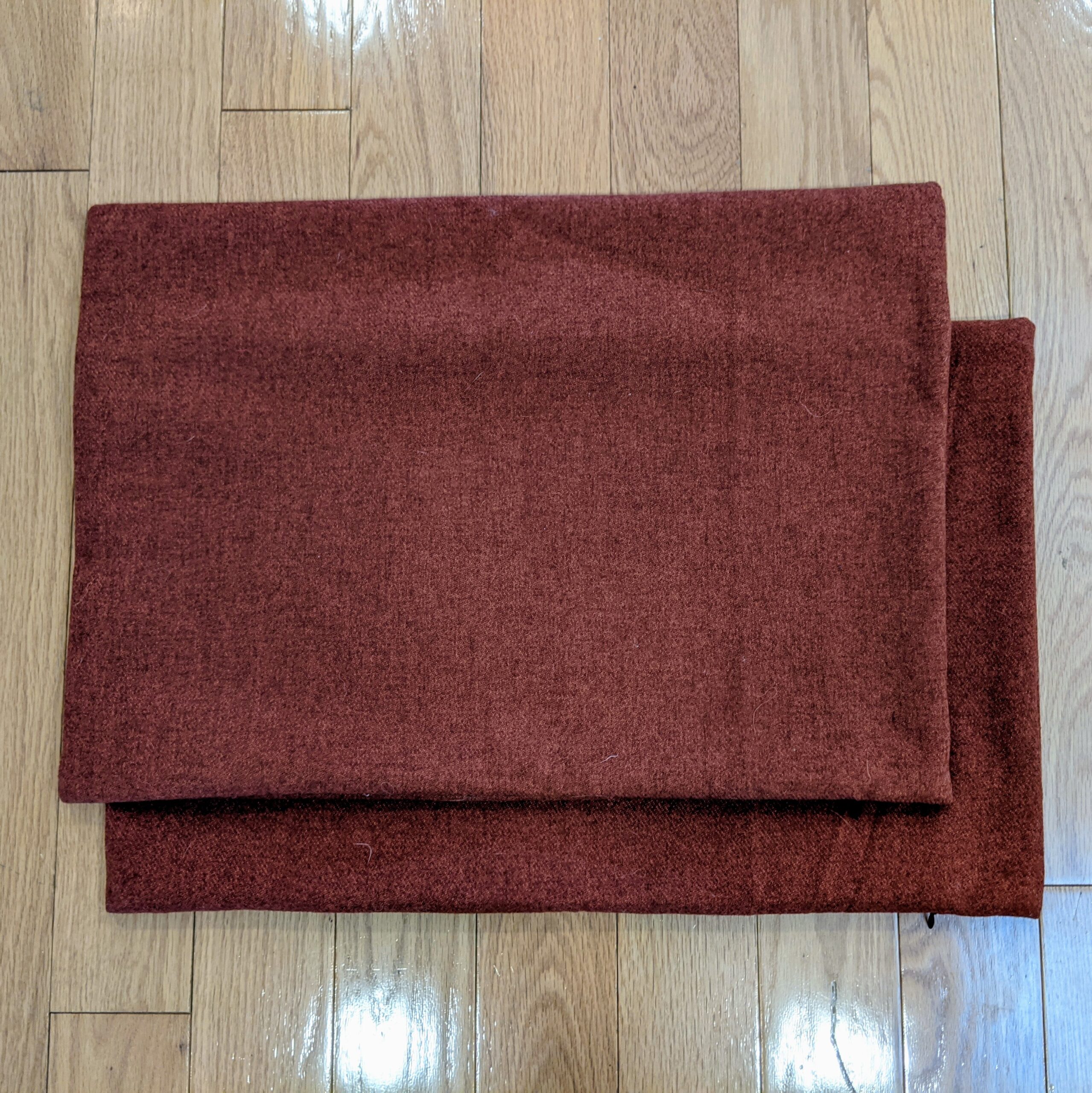 Lumbar Cushion: rust color bushed fabric